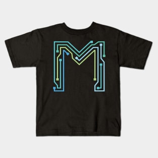 Alphabet M Circuit Typography Design Kids T-Shirt